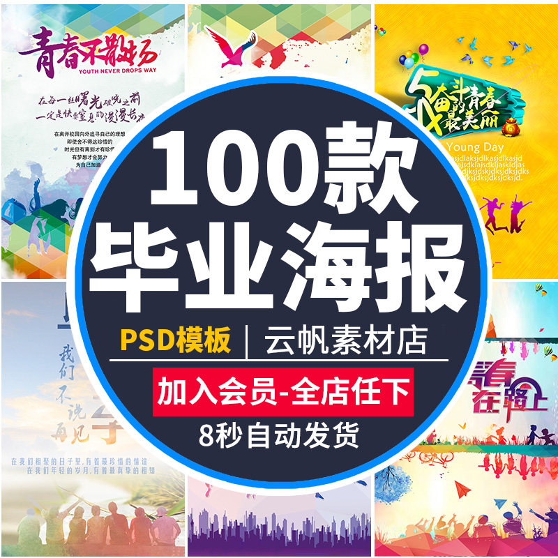 致青春毕业聚会同学会展板宣传明信片海报psd分层模板设计ps素材