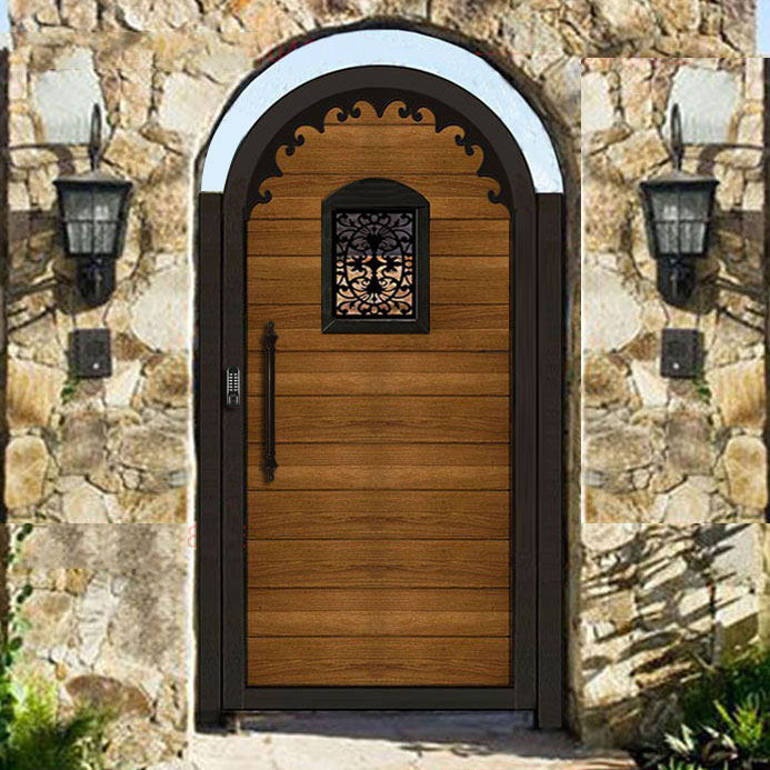 网红木纹铝合金欧式花园门法式庭院门乡村别墅大门户外民宿院子门