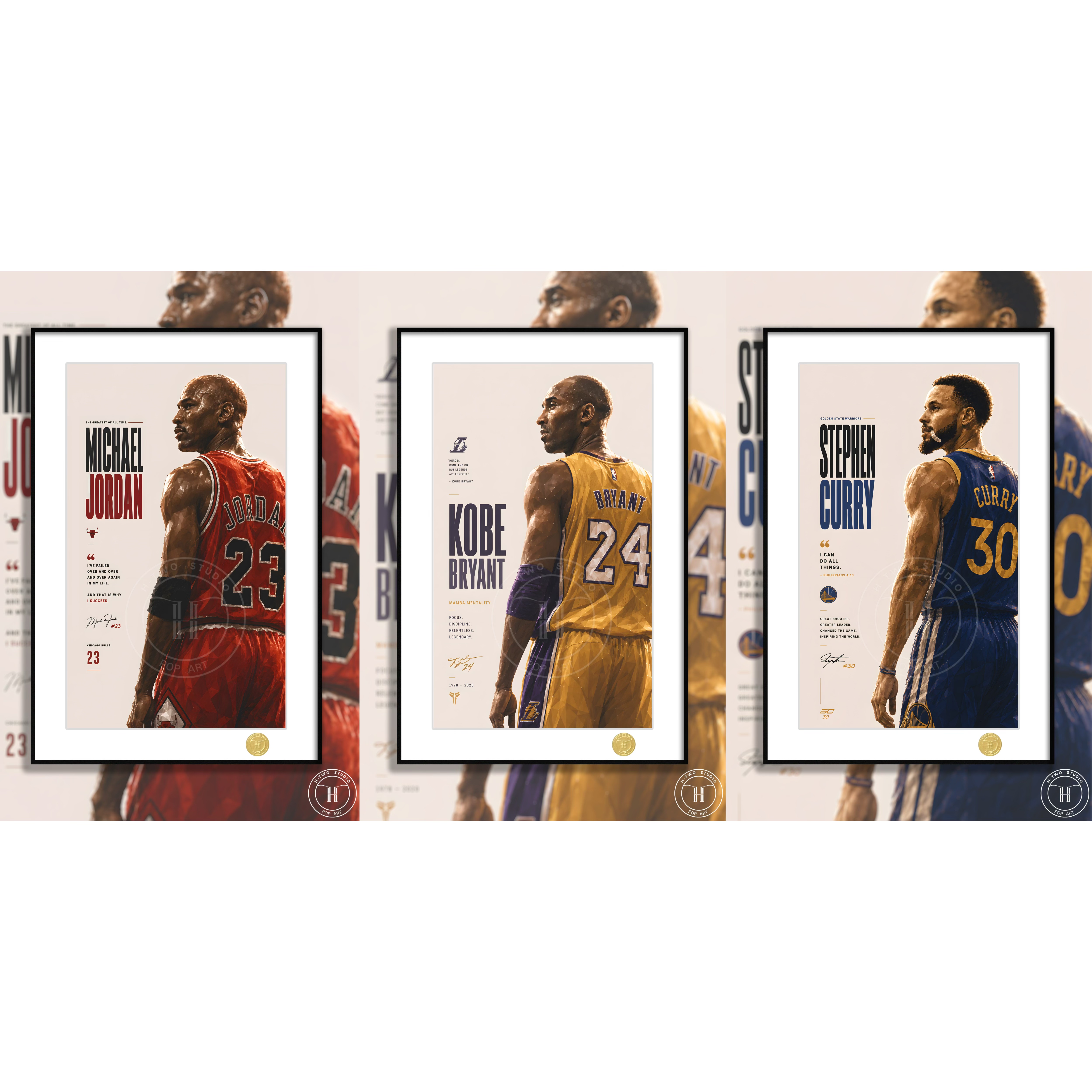 [已到货]H2 NBA 球星 科比 库里 乔丹 装饰画