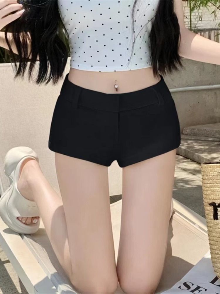 Sexy witte strakke casual ultrakorte broek voor dames, zomermeisje, slim fit, petite, lage taille, heupomhullende hotpants_voghion.com