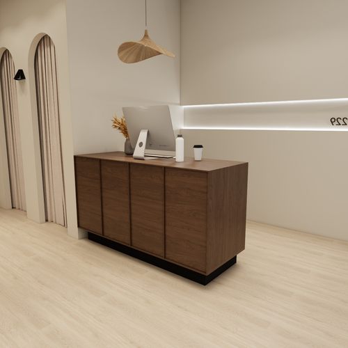 服装店收银台简约现代胡桃木