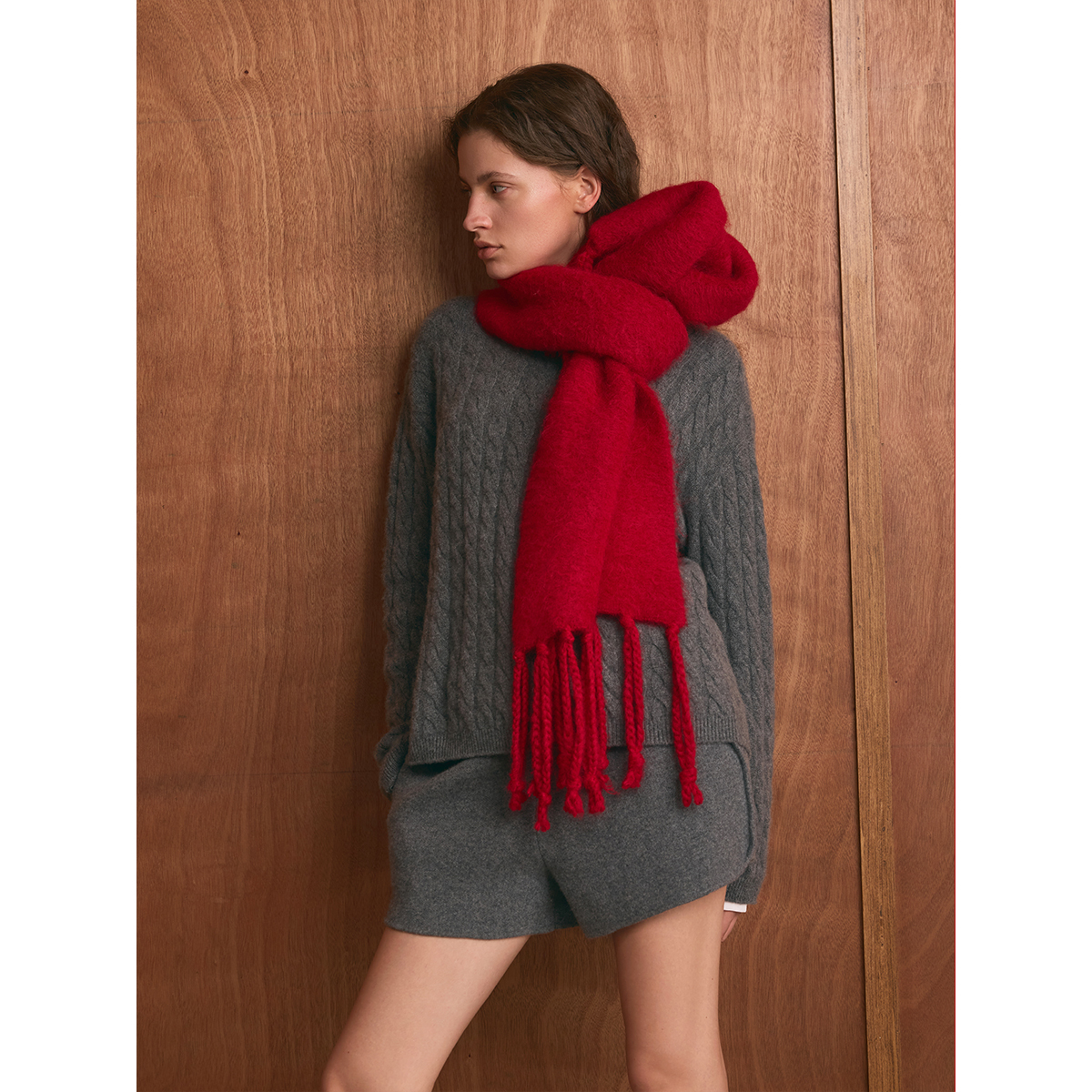 CHICC3 甄选康赛妮纯羊绒纱 北欧风复古绞花随性松弛圆领廓形毛衣