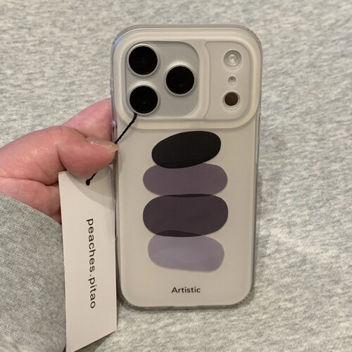 高级感黑灰色颜料拼接适用iPhone17手机壳16promax苹果15/14/13小众艺术磨砂