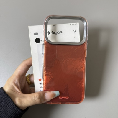 高级感脏橘色锡纸纹适用iPhone17手机壳16promax苹果15/14/13简约小众纯色