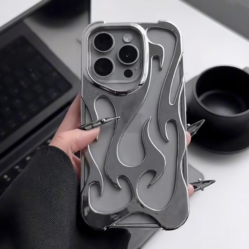 高级感火焰镂空散热壳适用iPhone16手机壳苹果15promax电镀防摔潮14/13软壳12/11