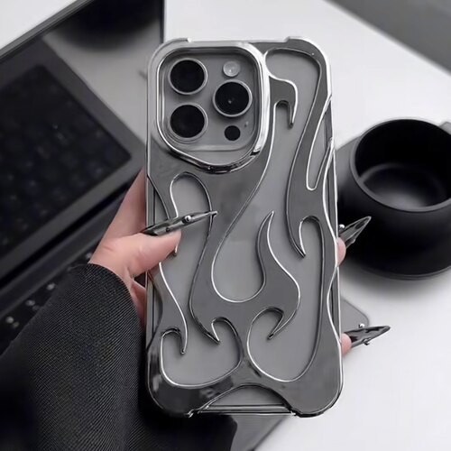 高级感火焰镂空散热壳适用iPhone17手机壳苹果16promax电镀潮15/14/13软壳12