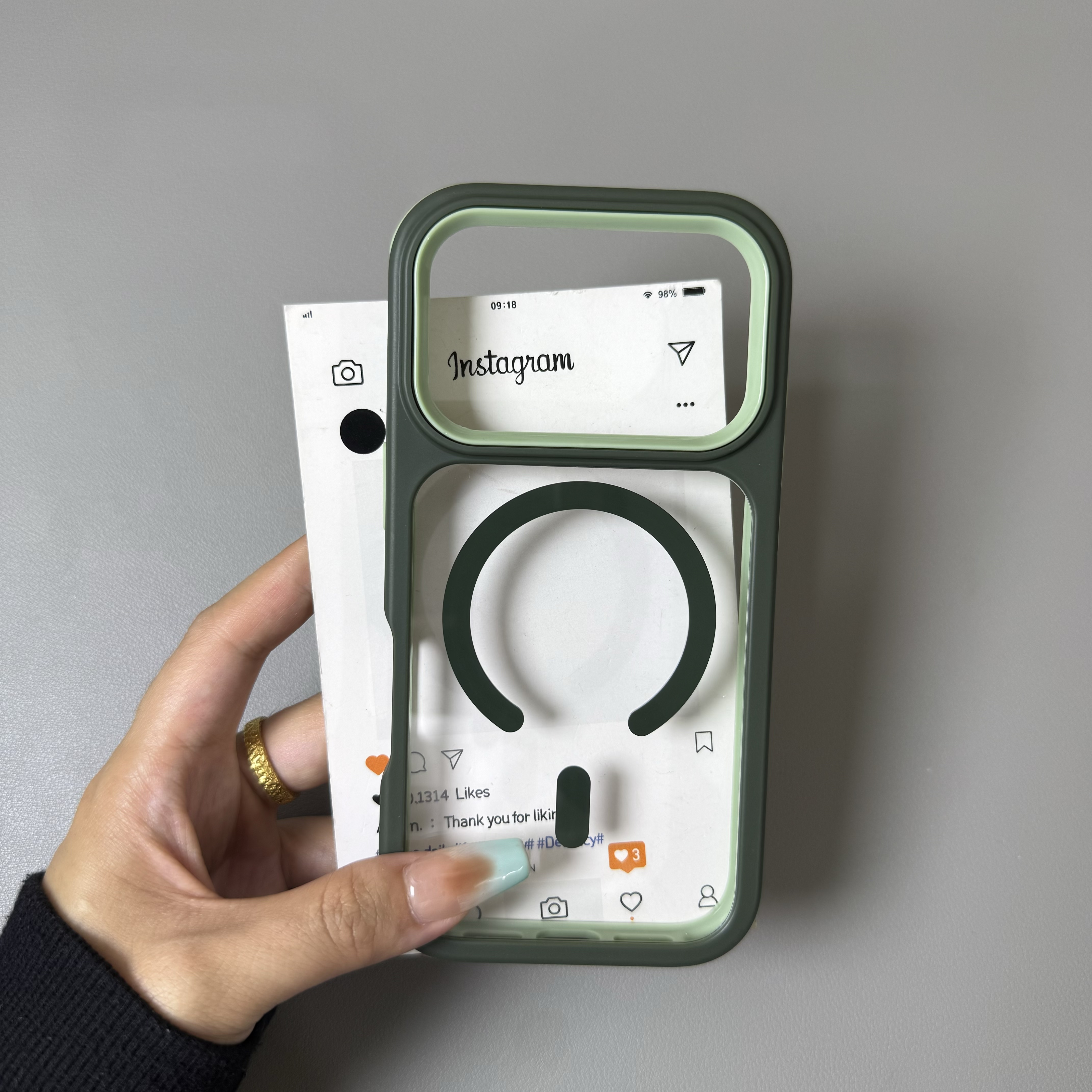 松林绿亚克力磁吸壳适用iPhone17手机壳16promax苹果15/14/13三合一高级透图片