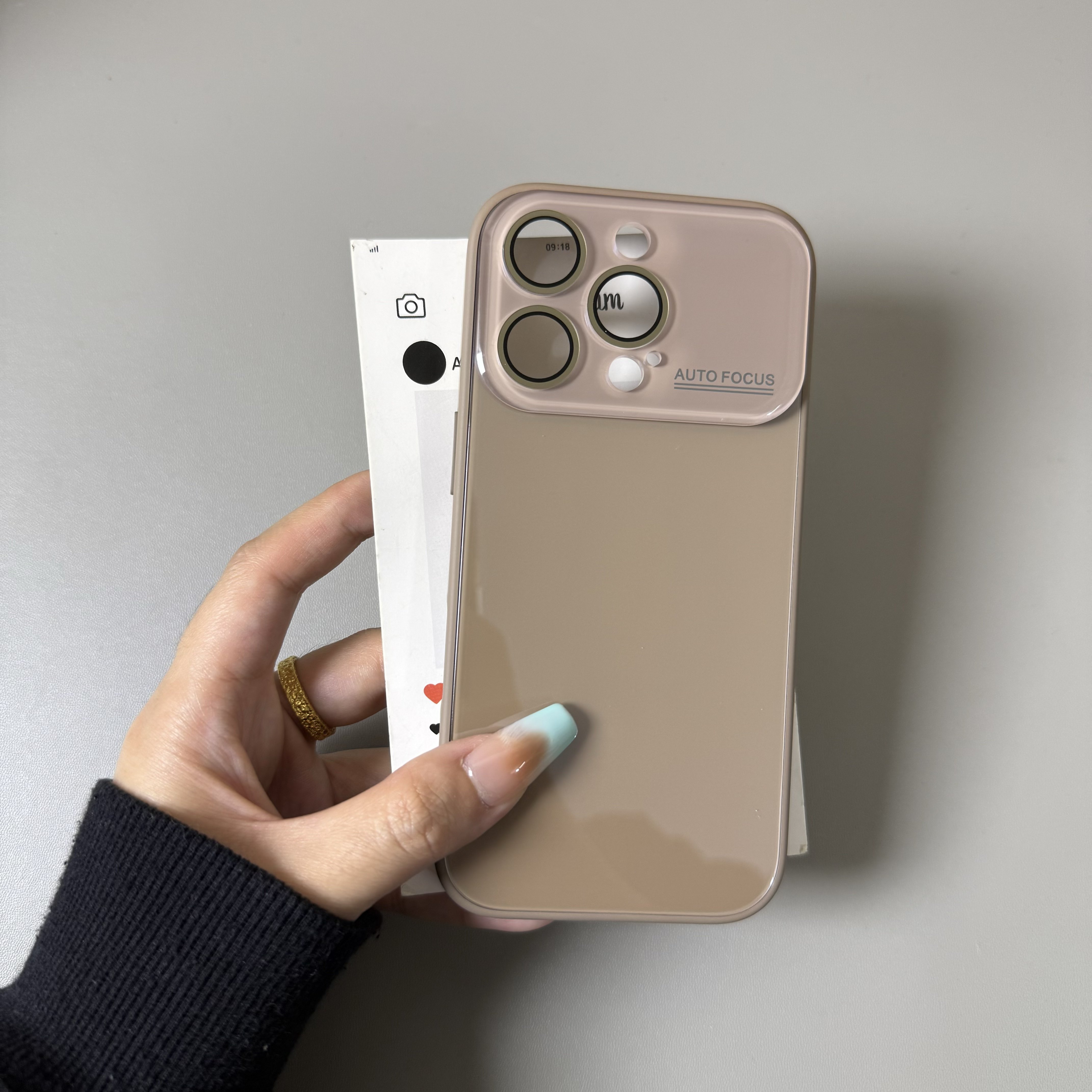 秋冬深咖色大视窗玻璃壳适用iPhone17手机壳16promax苹果15/14/13简约