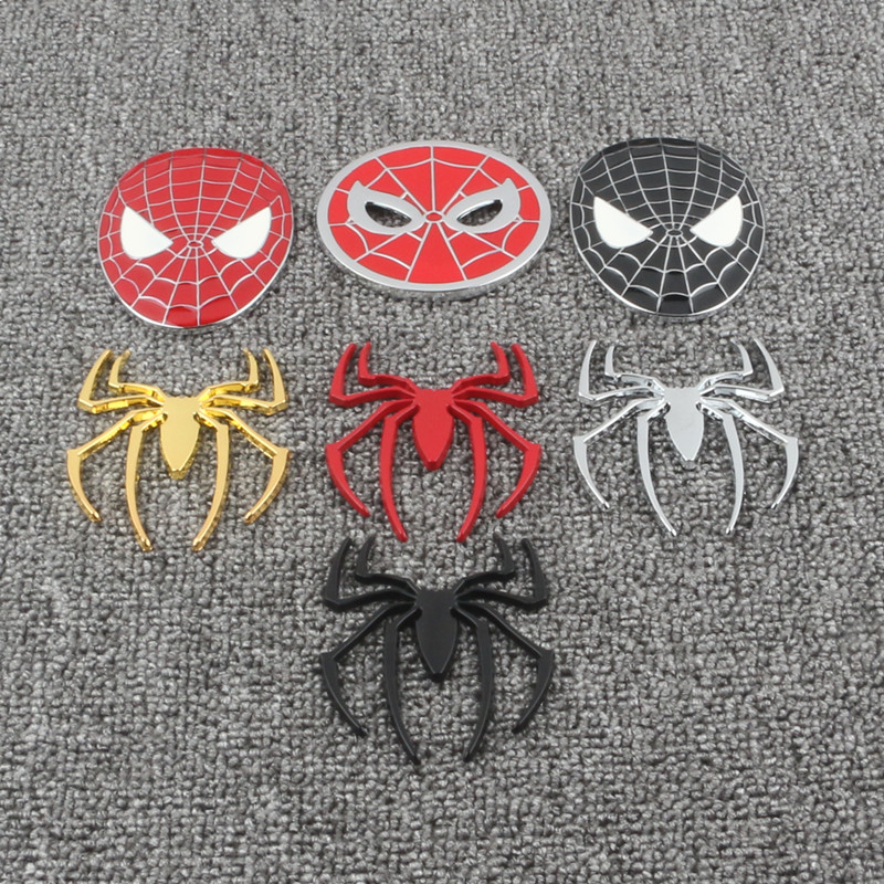 汽车个性蜘蛛车贴蜘蛛侠车标车身划痕贴改装金属侧门标车尾叶子标