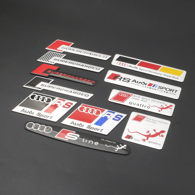 适用于奥迪A3 A4L A6L Q2 Q5LQ7改装sline车标RS金属车贴尾标侧标