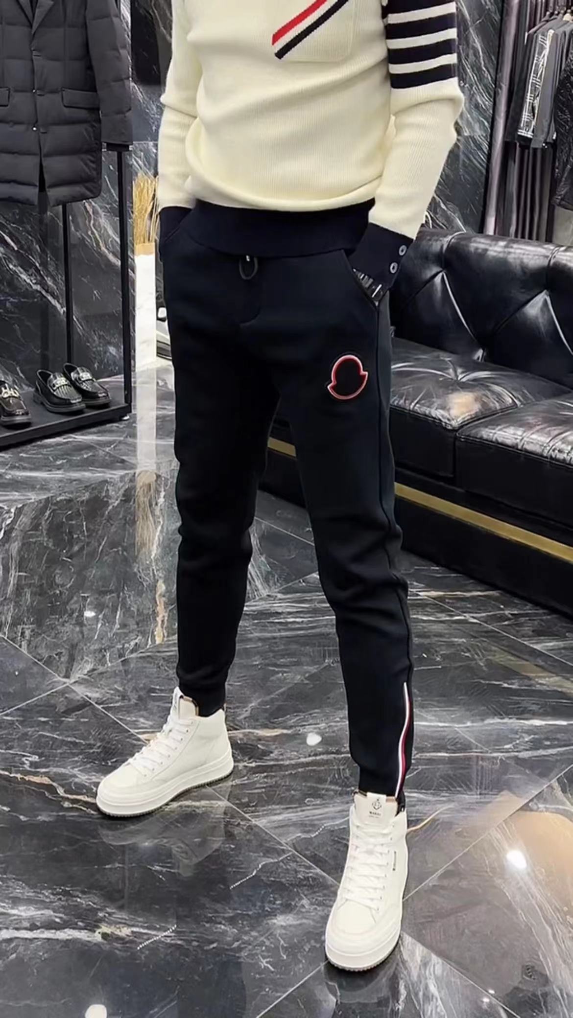 款轻奢商务欧货黑色小脚百搭卫裤