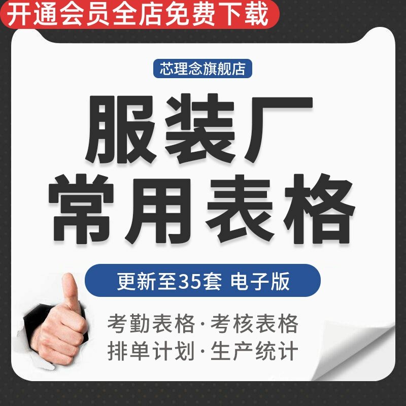 服装行业公司工厂企业成本核算生产工艺制单排单考勤考核表格模板服装厂工资表模板质检表员工考核表考察表格