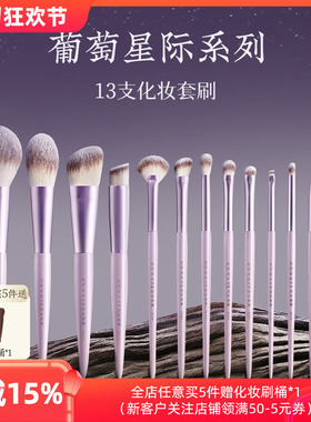 朗颜葡萄星际13支化妆刷套装全套初学者正品眼部散粉腮红修容软刷