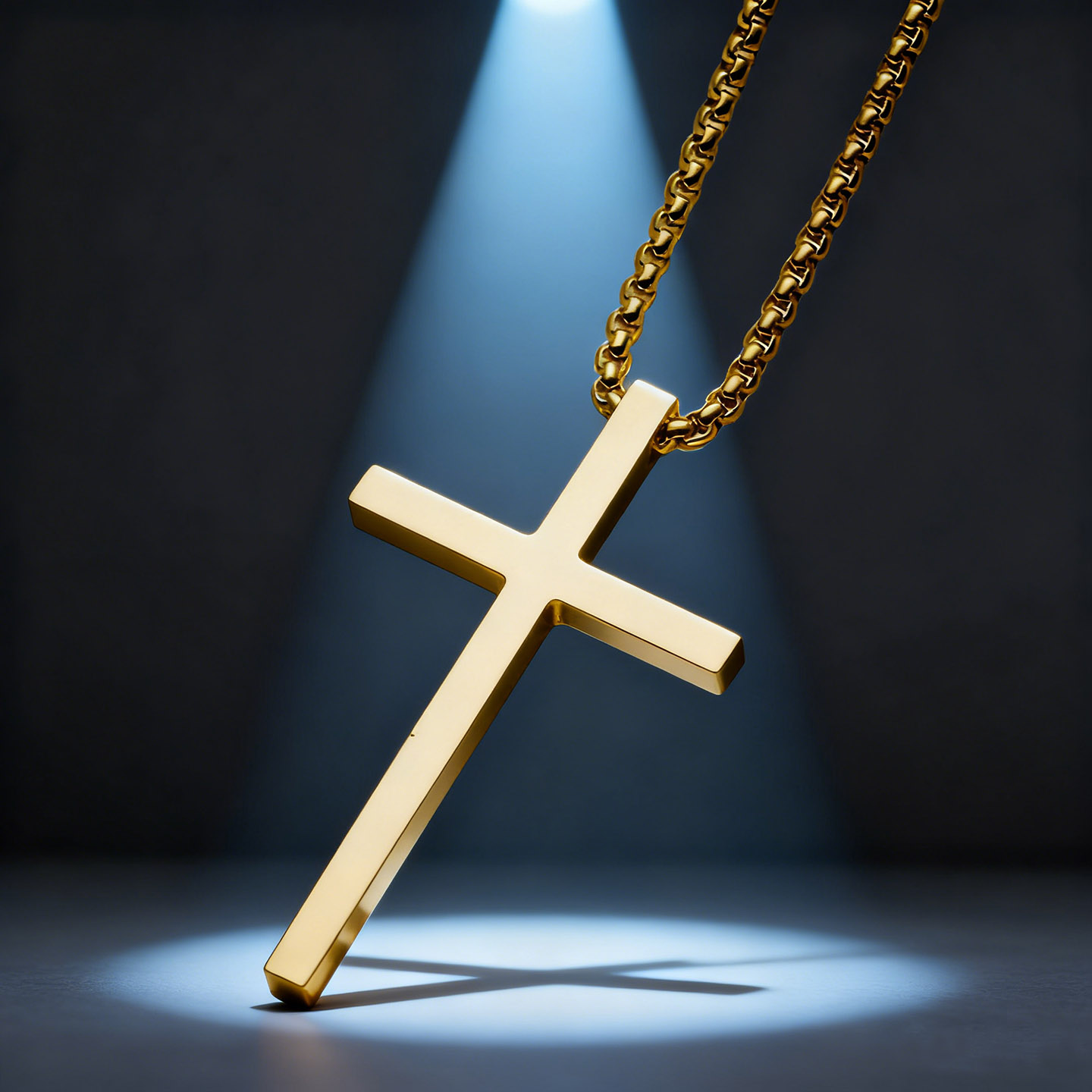 钛钢十字架项链光面小众个性