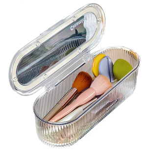 化妆刷收纳盒防尘高级感粉扑美妆蛋晾晒沥水架腮红眼影眉笔笔刷筒