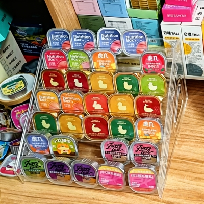 猫罐头收纳盒透多层阶梯式展示架