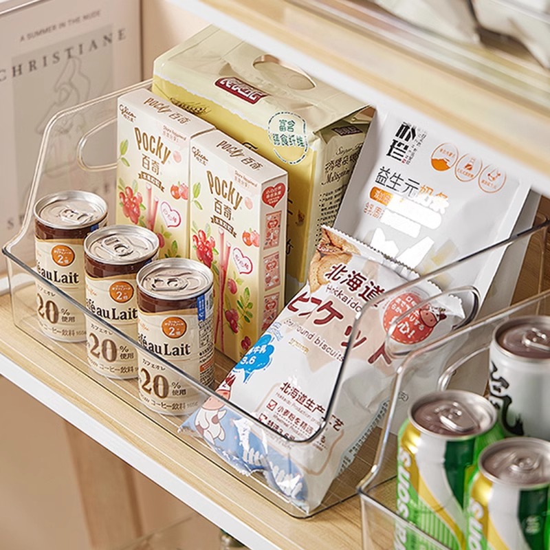 透明零食大收纳箱桌面收纳盒橱柜储物筐书本饮料抽屉盒子整理架子