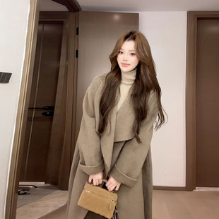 欧货松弛感翻领小个子千金毛呢大衣女2026秋季新款酷飒风毛呢外套