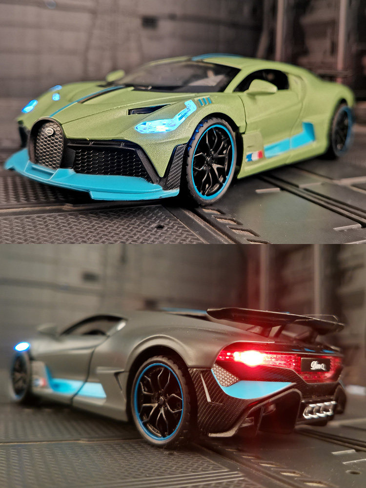 시뮬레이션 된 DIVO BUGATTI 자동차 모델 1:32 합금 VEYRON 풀백 스포츠카 장난감 소년 컬렉션 선물