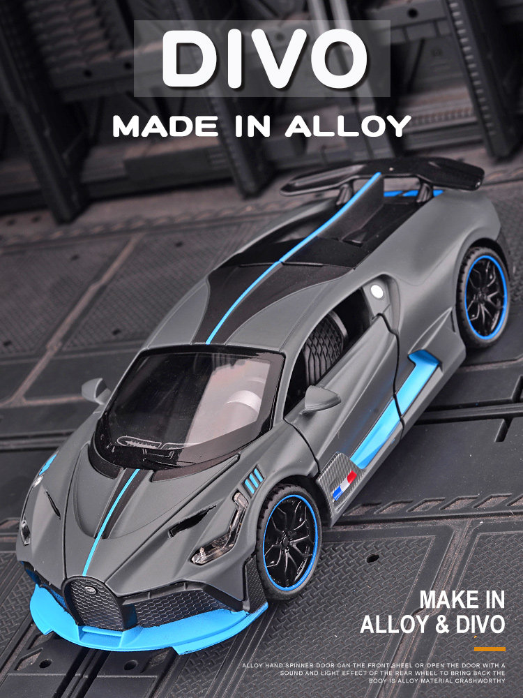 시뮬레이션 된 DIVO BUGATTI 자동차 모델 1:32 합금 VEYRON 풀백 스포츠카 장난감 소년 컬렉션 선물