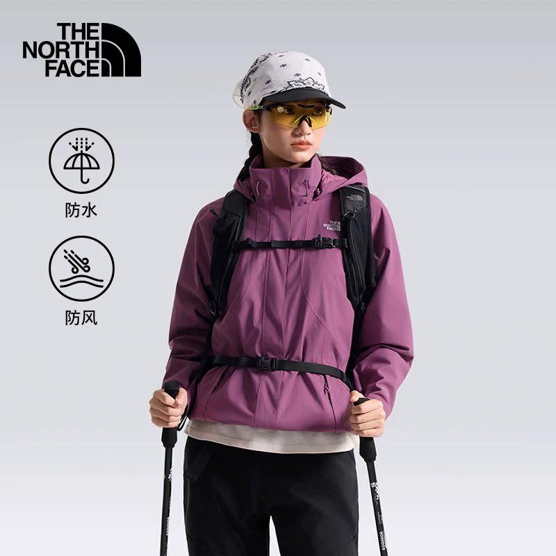 北面硬壳冲锋衣女可加胆防水防风
