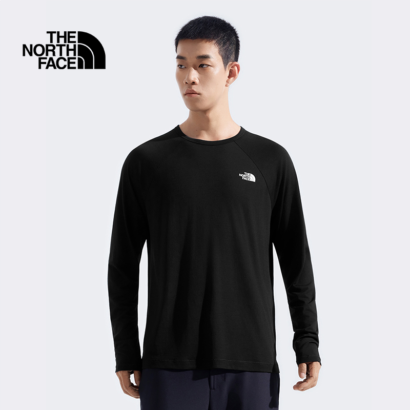 北面美利奴羊毛长袖T恤男