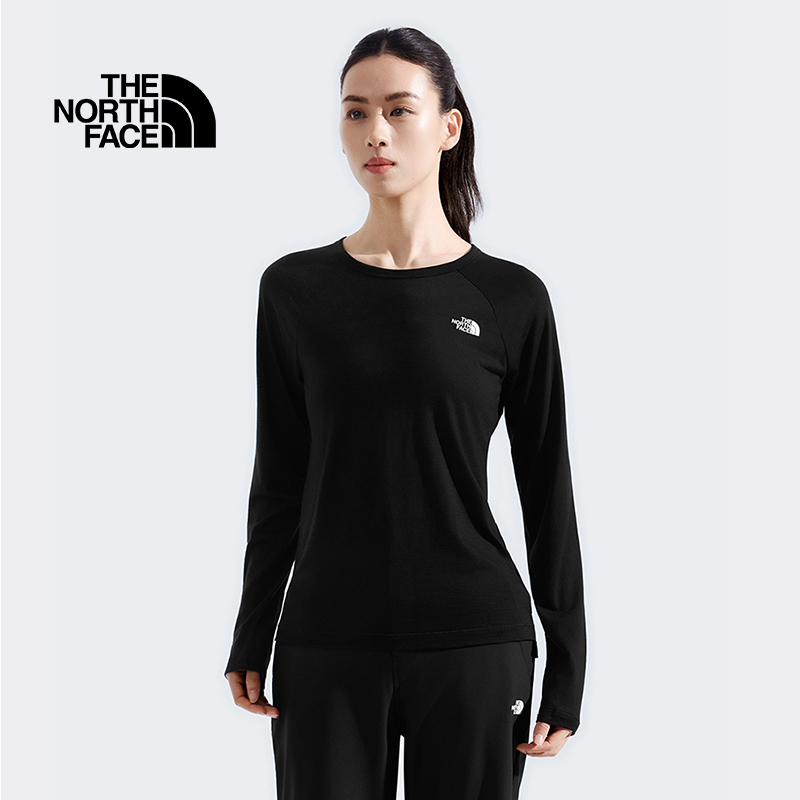 TheNorthFace北面美利奴羊毛长袖T恤女25秋冬户外运动打底衫8DRK