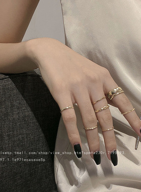欧美小指戒极细不掉色戒指女轻奢高级感小众设计爆款素圈金色指环