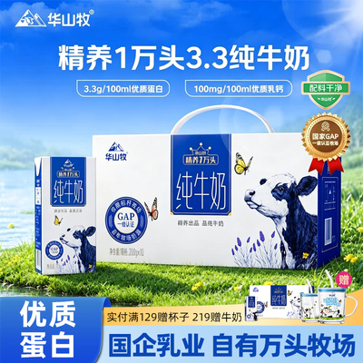 华山牧纯牛奶200g*10盒国企奶源