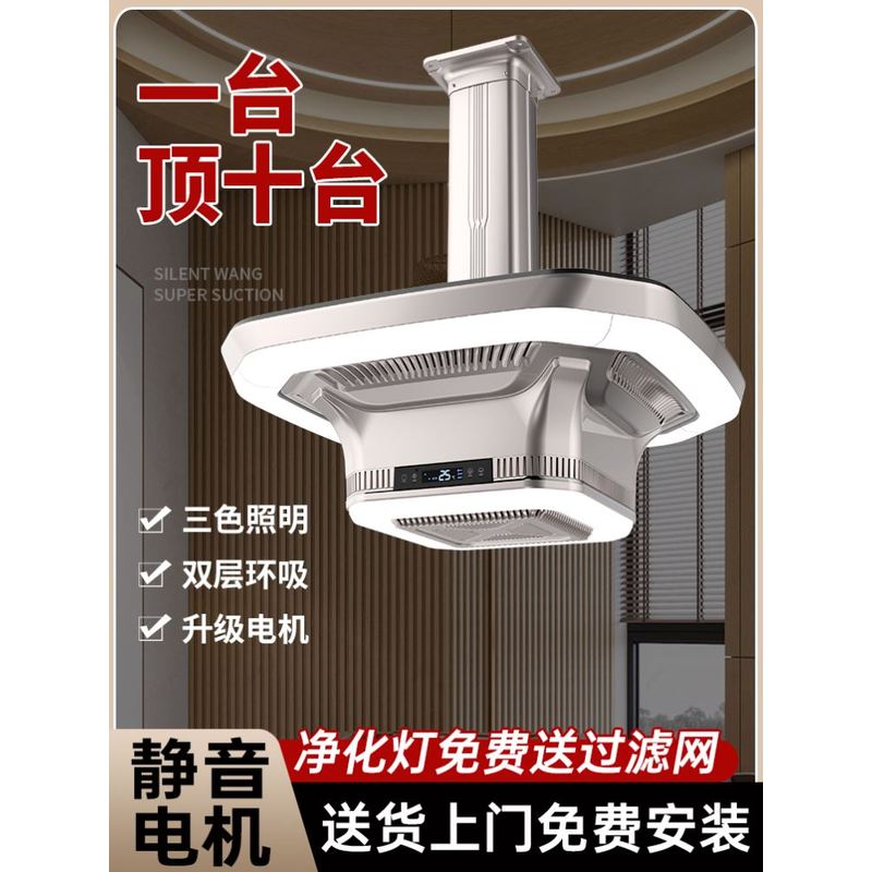 棋牌室麻将机吸烟灯空气净化器麻将房室内专用升降吊灯直外排烟机