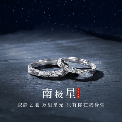 南极星999足银情侣戒指小众设计