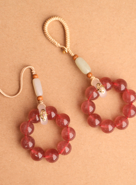 爆款平衡草莓晶手机链202