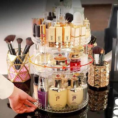 360 Degree Rotating Cosmetic Storage Box Makeup Organizer