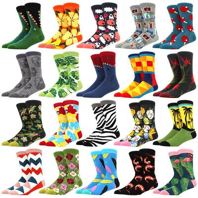 Novelty Happy Funny Men Graphic Socks Combed Cotton Omelette