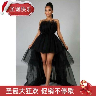 Elegant Mesh Tulle Wedding Party Dress for Women Strapless O