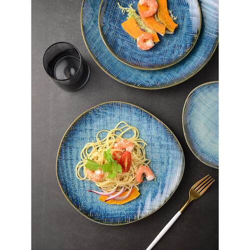 Kiln-Blue Ceramic Bowl Mediterranean Tableware