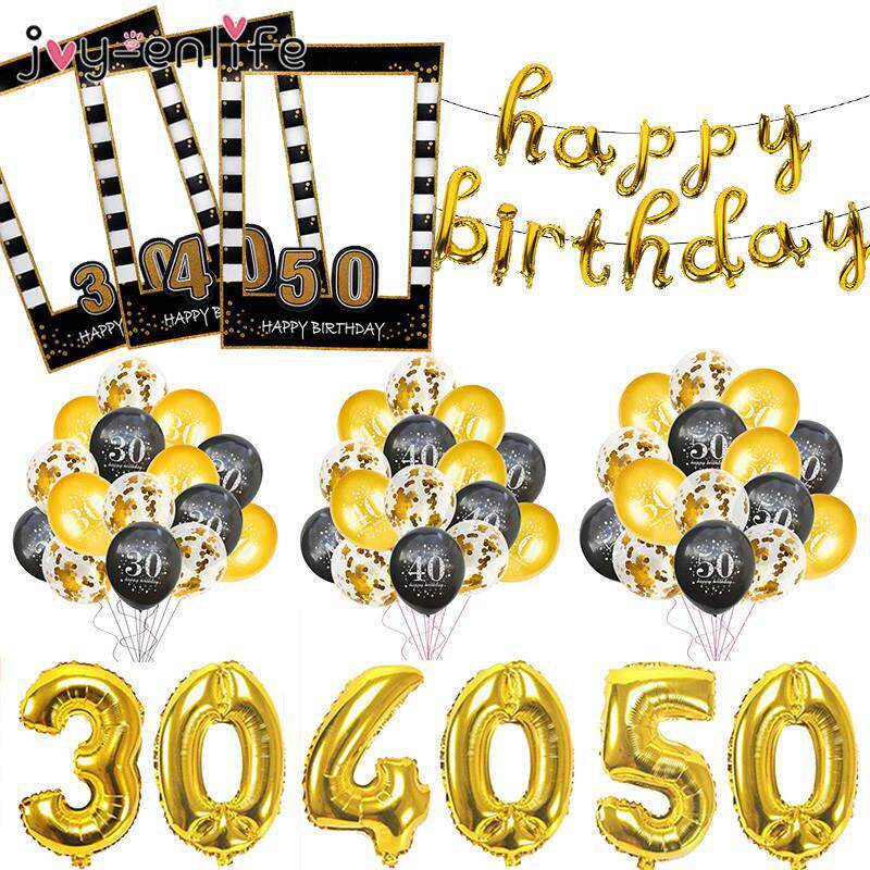 30 40 50 60 Anniversary Balloons Happy Birthday Party Decor - 实物图