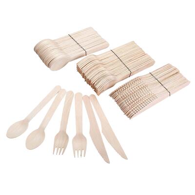 50pcs/150pcs Disposable Wooden Cutlery Forks/Spoons/Cutters