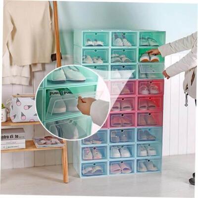 3PCS Transparent plastic shoe box dustproof Shoes cabinet