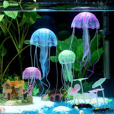 Artificial Vivid Jellyfish Silicone Fish Tank Decor Aquarium