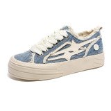 新款情侣鞋星星厚底板鞋学生小白鞋潮侣帆布鞋XZ517-1XZ130P65，男鞋休闲鞋，星座517-1