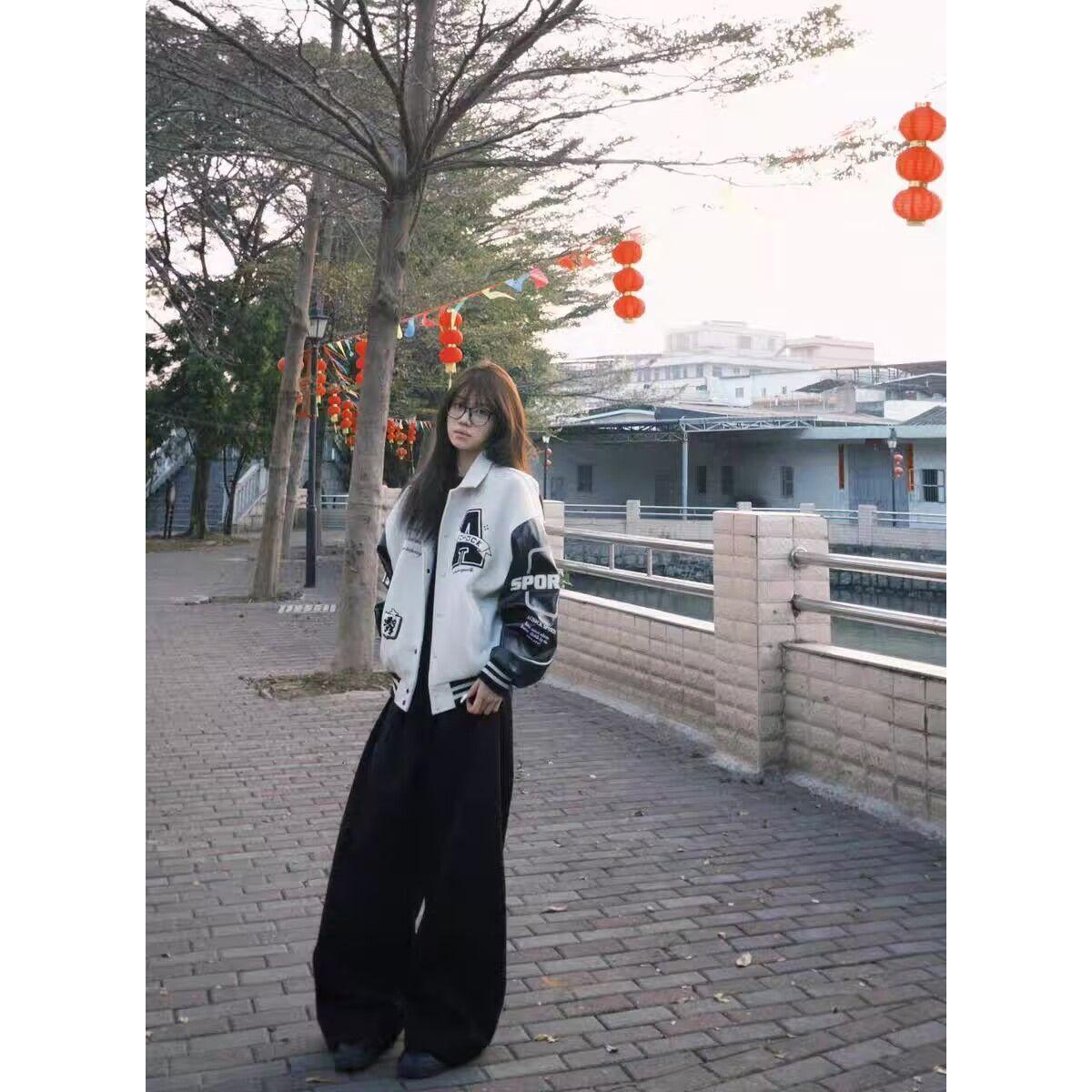 2025秋冬新款街舞嘻哈新款国潮街头夹克滑板高街个性hiphop涂鸦in