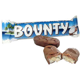 荷兰进口Bounty 55克椰蓉巧克力棒零食混合型巧克力