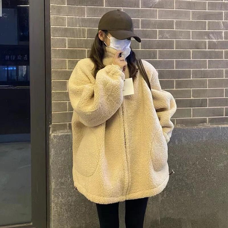 羊羔绒毛外套女秋冬新款高级感皮草外套加厚设计感小众上衣女