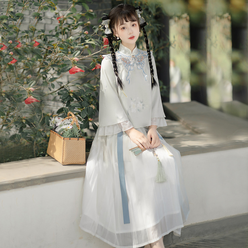 中国风改良汉元素汉服女新中式套装云肩三件套均码半裙长袖上衣