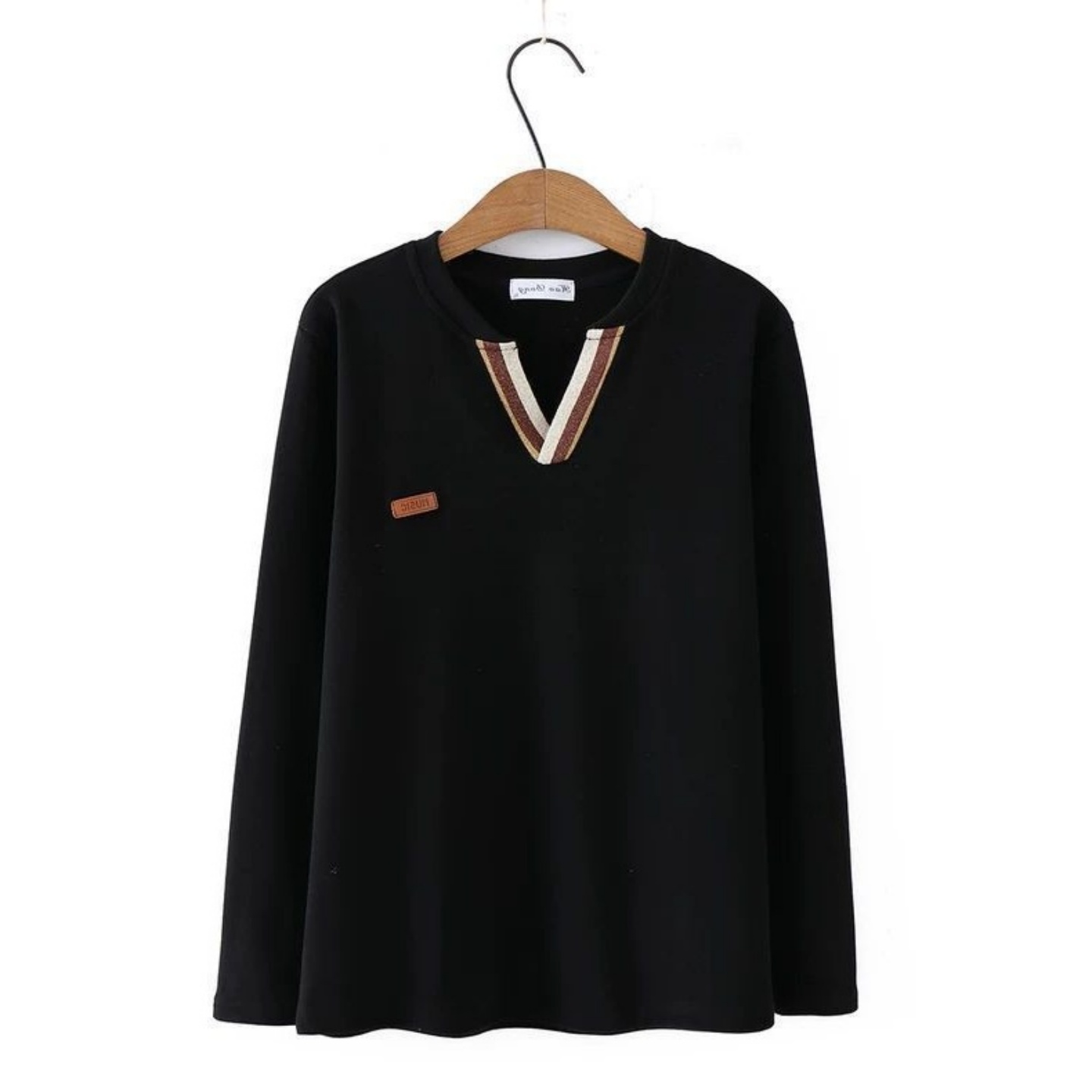 胖MM洋气宽松显瘦上衣300斤大码中长款德绒保暖长袖V领拼色T恤女