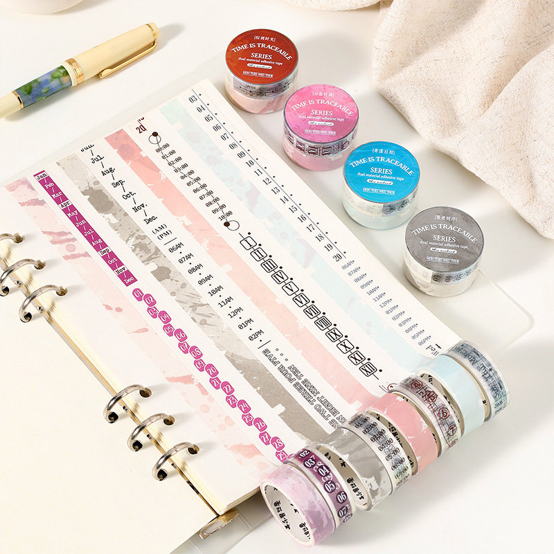 番茄酱少女双材质日付小拉条胶带  时间有迹可寻系列  4款2卷入,文具电教/文化用品/商务用品,和纸胶带,淘宝优惠券,粉丝福利购,淘宝优惠卷