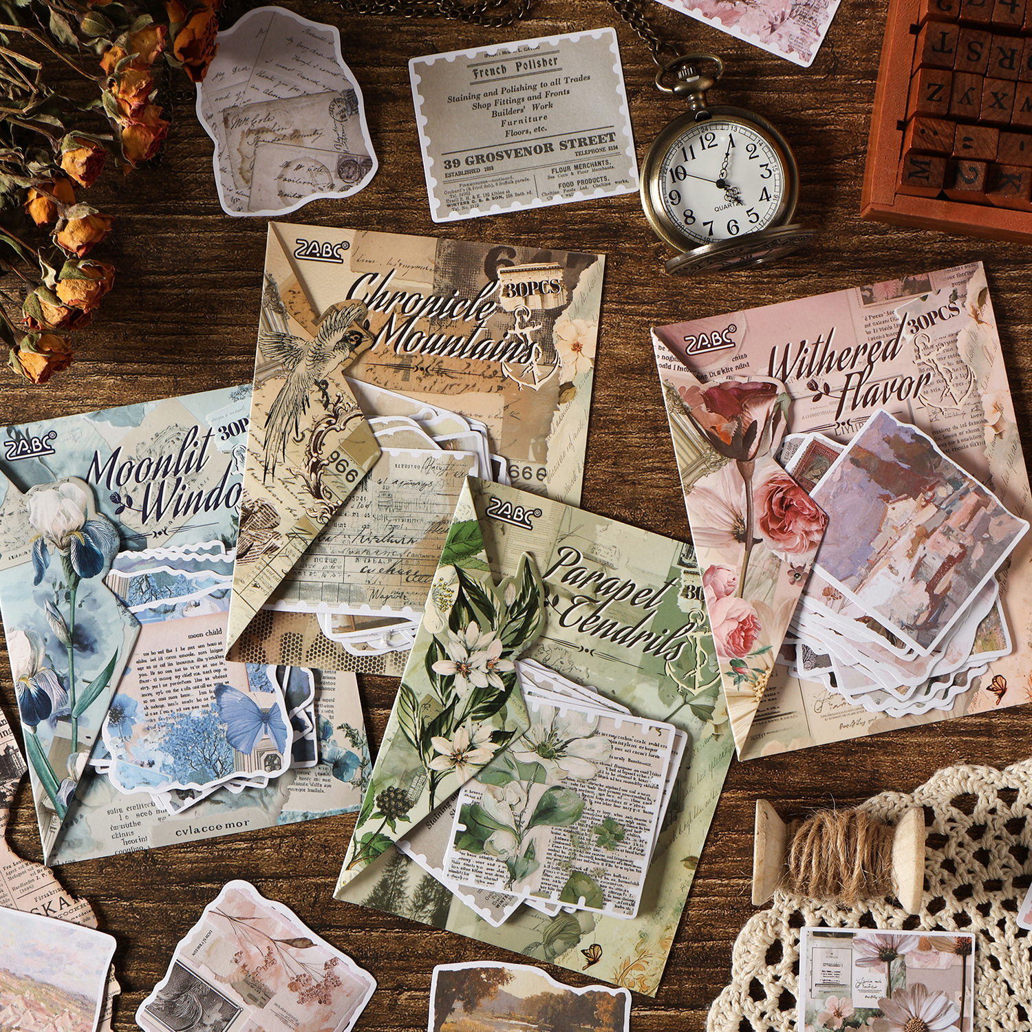 屿岸邮境系列贴纸包30张入 文艺复古邮票主题手账装饰打底拼贴画