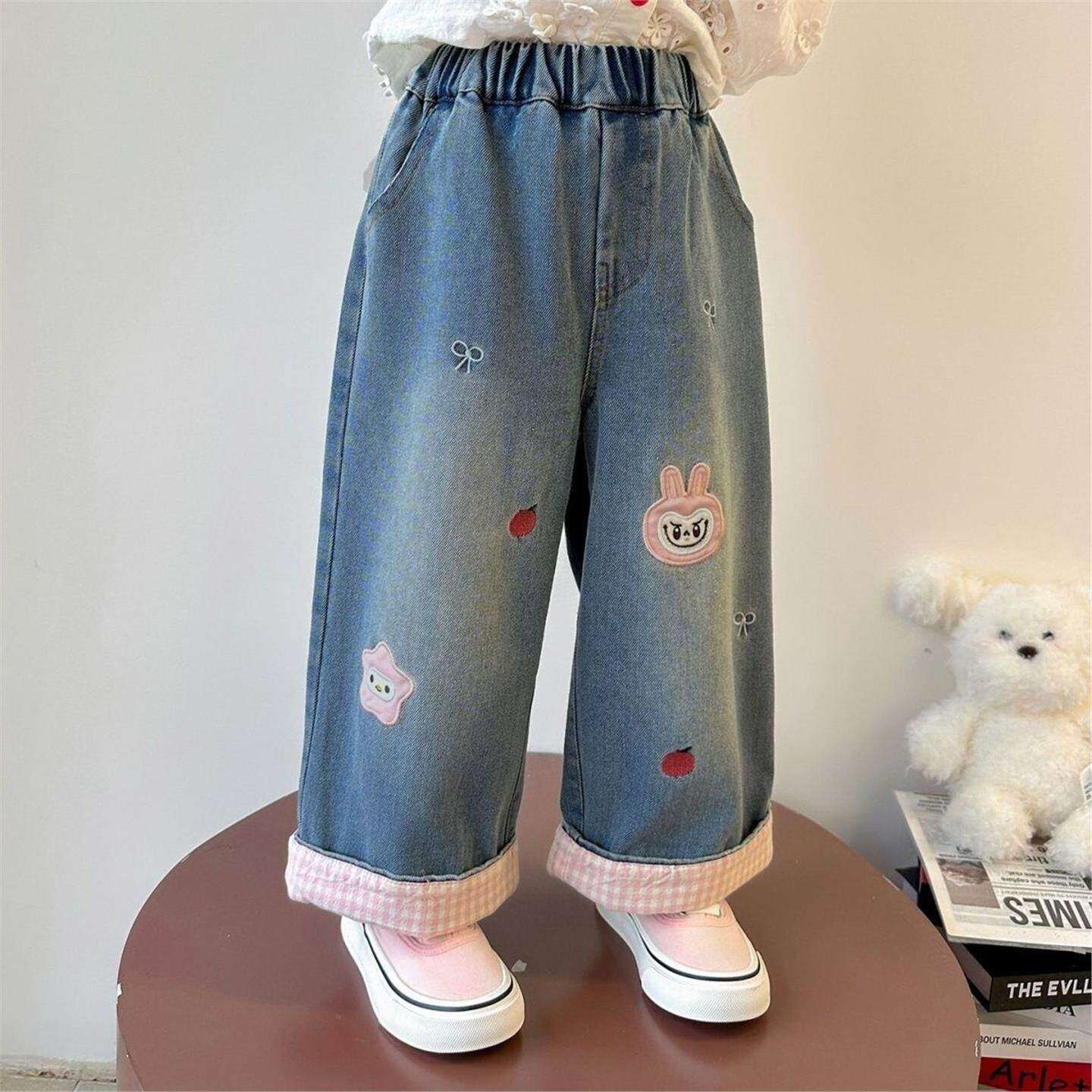 【加绒/不加绒】女童秋冬洋气宽松裤子女宝时髦百搭儿童牛仔直筒