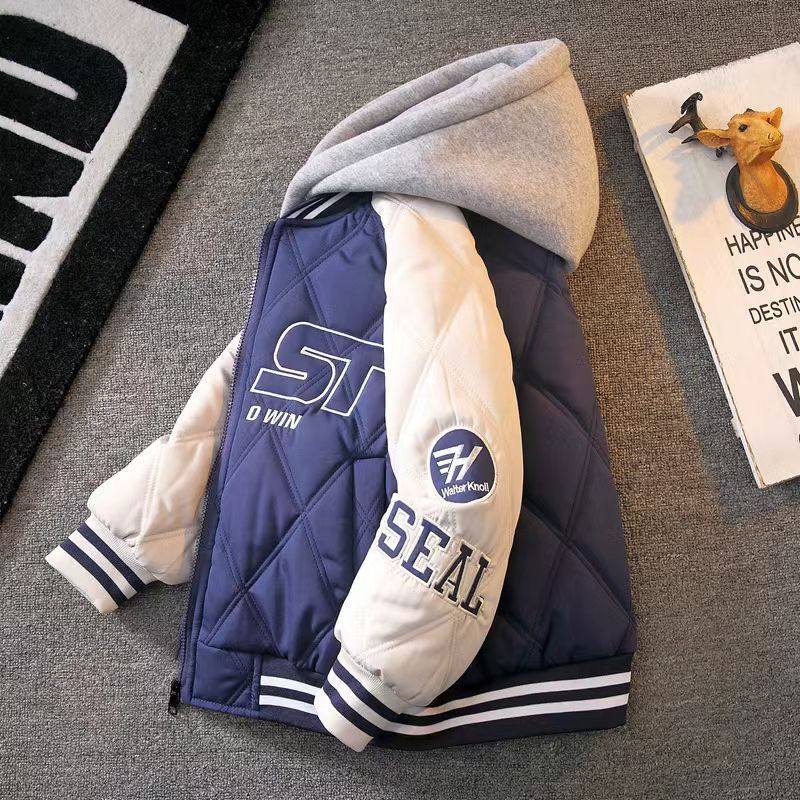 2025男童棒球秋冬新款棉服儿童中大童加厚夹棉加绒外套棉衣